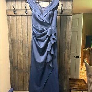 Xscape Asymmetrical Blue Dress